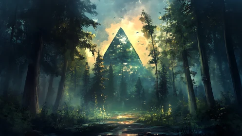 Geometric Light Structure Within Dense Forest Setting