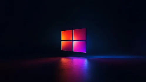 Floating quadrants emit gradient light in dark minimal scene