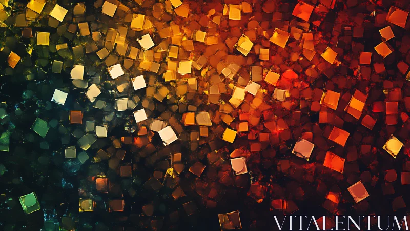 Abstract mosaic of glowing cubes in warm and cool gradient tones.