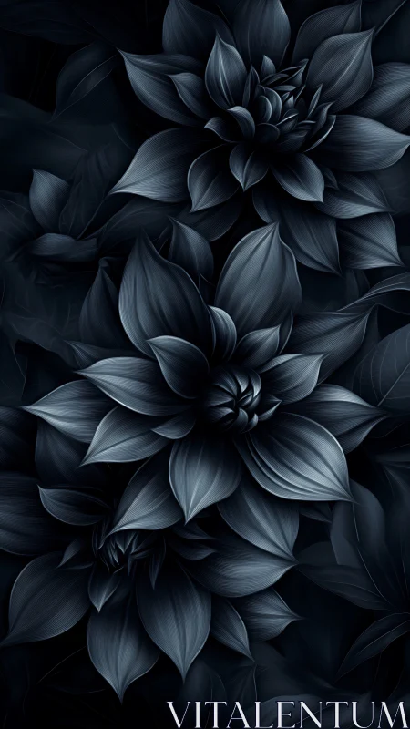 Monochromatic Layered Flowers Against Dark Background