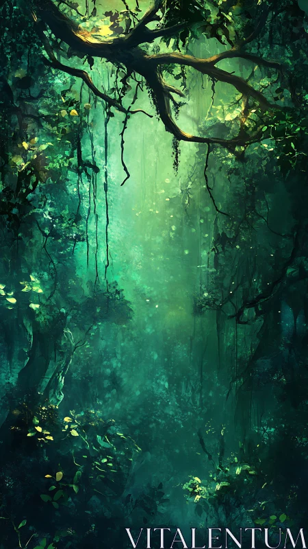 Luminescent Canopy: Deep Forest Light Penetration.