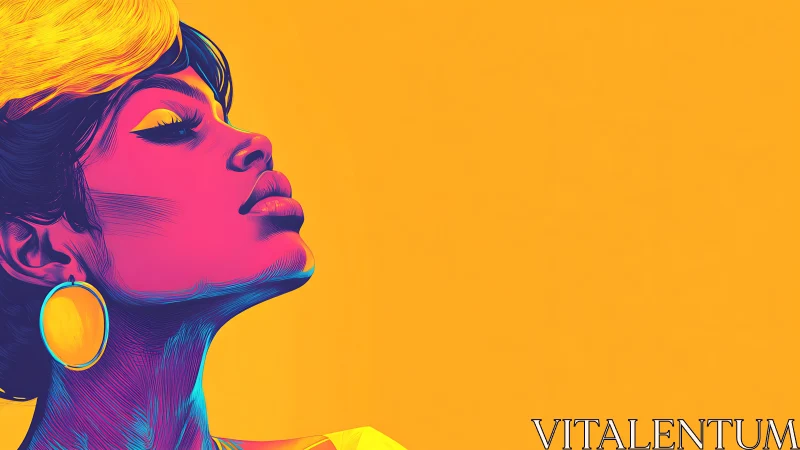 Chromatic vector portrait of woman in high-contrast profile.