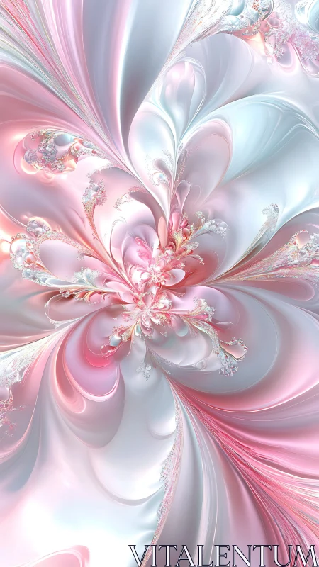 Fractal floral vortex forms with pearlescent gradients and radial flow
