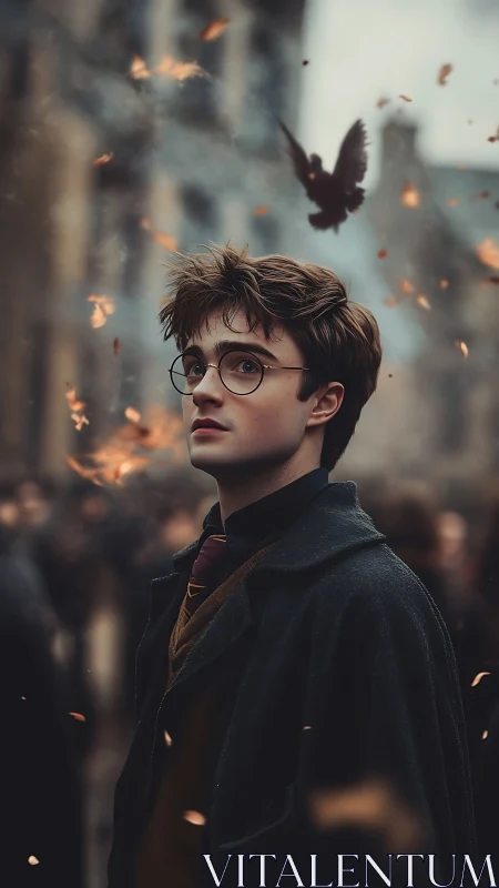 Young dreamer in swirling autumn magic and soft light.