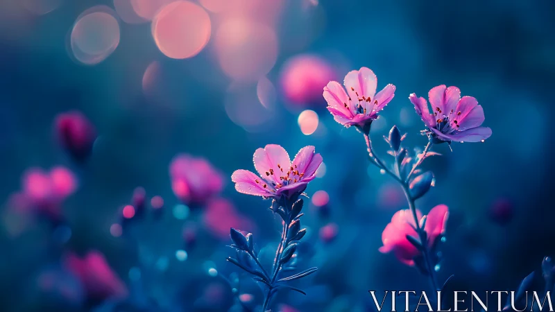 Luminescent Pink Carnation Clusters Against Bokeh Teal Background