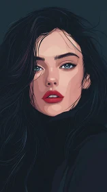 Midnight gaze ignites in a sleek, stylized femme portrait.