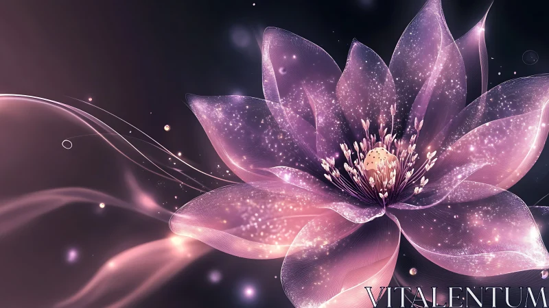 Luminous ethereal lotus bloom in soft pink light.