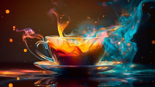 Liquid Splash Teacup with Glowing Energy Flows