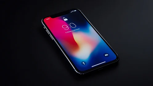 Sleek iPhone in Vibrant Tech Display Mode