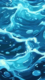 Digital illustration depicts stylized overlapping ocean waves
