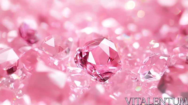 Sparkling pink gemstones shimmer in soft dreamy focus.