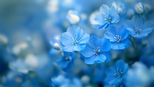 Blue Floral Depth: Selective Focus on Delicate Petals.
