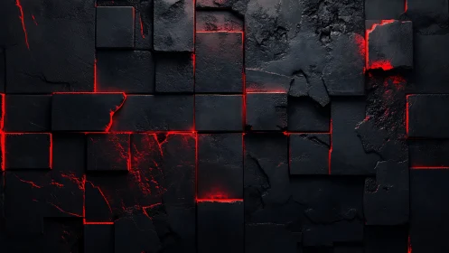 Dark cracked square tiles expose red glowing fractures below
