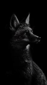 Midnight fox gazing softly into the quiet darkness.