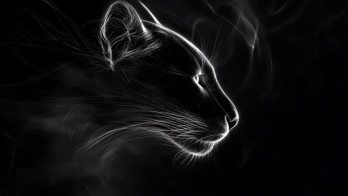 Luminous Feline Silhouette Glowing with Electric Presence.