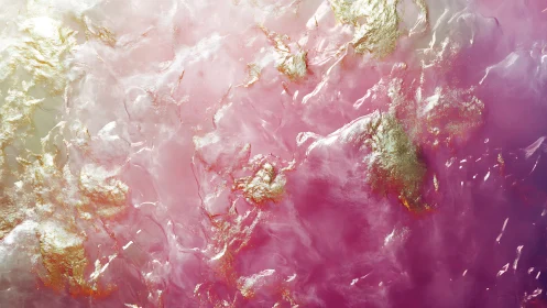 Luminous pink and gold abstract texture shimmers like liquid