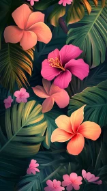 Neon Eden: Hibiscus Reverie in Emerald Dreams.