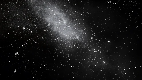 Starfield with dense galactic band on black background.