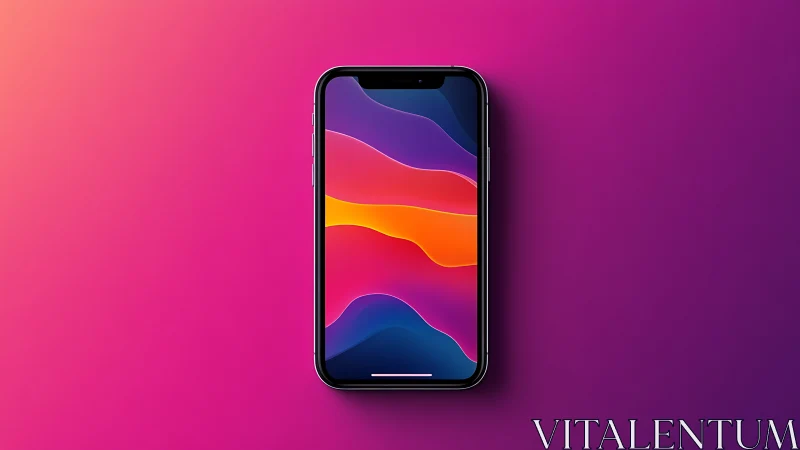 Modern smartphone with vibrant abstract digital wallpaper display.