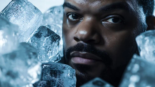 Icy closeup portrait with glistening skin and hard light contrast.