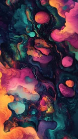Multicolor fluid dynamics nebula with layered contour gradients