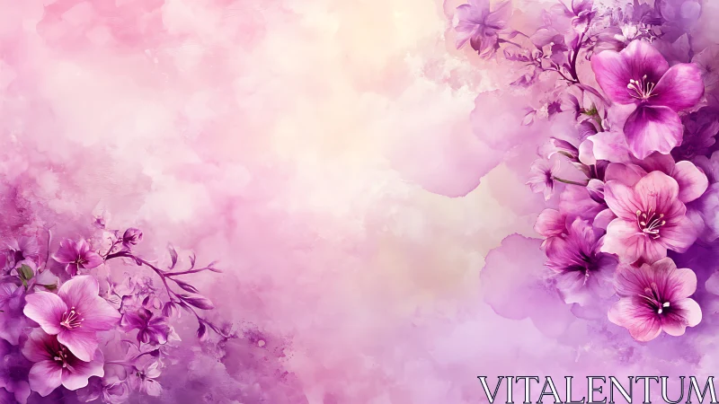 Magenta Dreams Bloom in Watercolor Mist