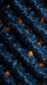 Parametric cyberweave lattice with luminous ember cores.