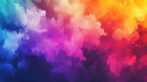 Chromatic storm clouds swirl in a radiant digital sky.