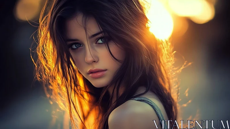 Backlit portrait reveals bokeh-rich sunset rim lighting and soft focus