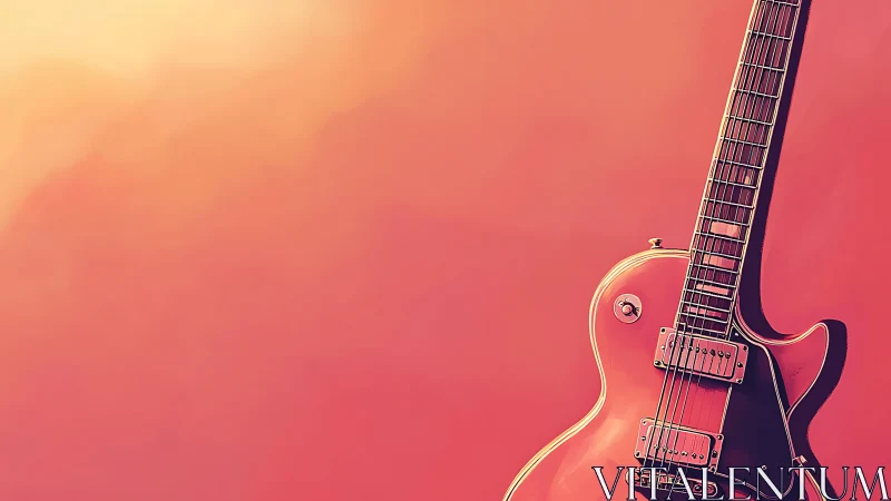 Electric guitar glows against warm sunset gradient backdrop