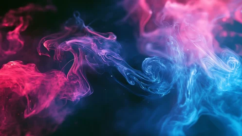 Neon smoke waves swirl in dark abstract gradient space.