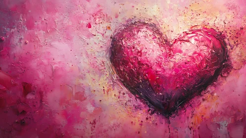 Pink Heart Emerges From Textured Abstract Explosion