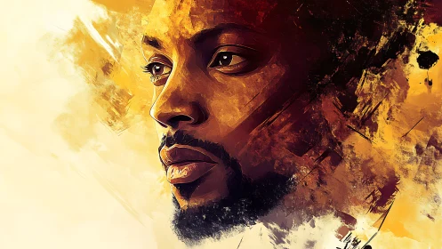 Ember-touched portrait of a quiet dreamer in golden haze.