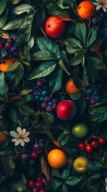 Lush garden harvest celebrates colorful fruit and deep green leaves