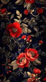 Radiant Red Blooms Dance Across Dark Midnight Garden