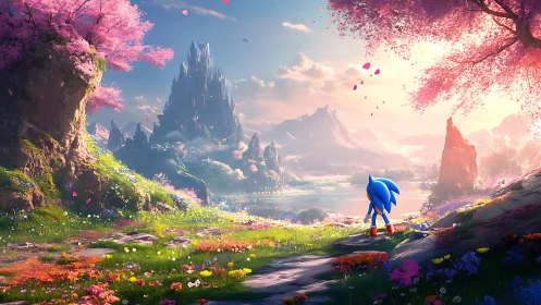 Sonic surveys luminous fantasy valley with volumetric light gradients