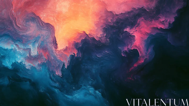 Digital painting nebular vortex with luminous gradient core.