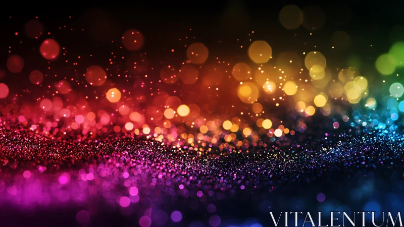 Glowing rainbow bokeh lights over sparkling colorful glitter.