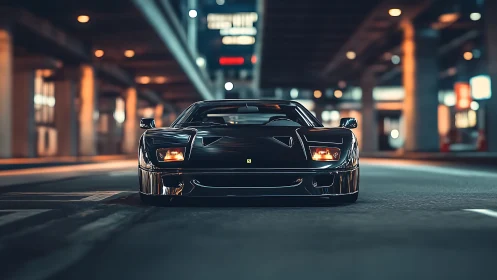 Low-slung supercar underpass study with bokeh luminance mapping.