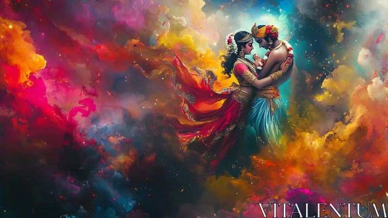 Lovers in Vibrant Color Explosion.