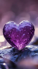 Purple Heart Frost Crystal with Water Droplets