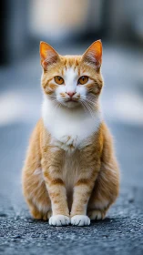 Orange and White Cat Portrait Captured with Striking Direct Gaze.