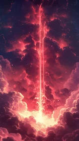 Sky cracks open as a molten light-spear climbs to orbit