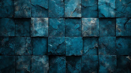 Textured blue stone tiles arranged in uniform grid pattern.