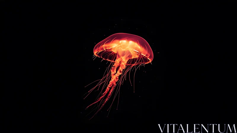 Luminous ember jellyfish drifting through cosmic midnight.