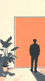 Shadowed dreamer at a giant coral doorway of maybe.