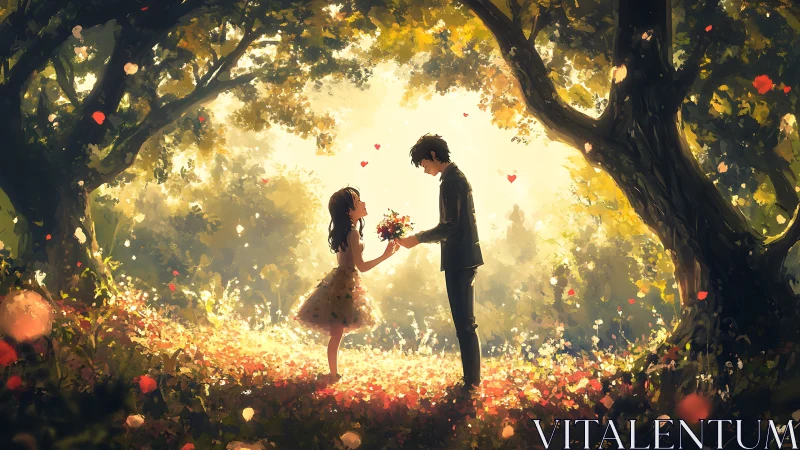 Two Hearts Meet Under Golden Autumn Trees.