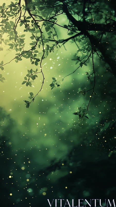 Glowing Branches in Emerald Twilight.