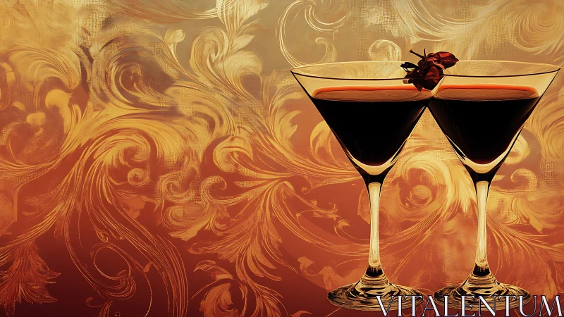 Twin Elegance: Cocktails Toast Against Baroque Flame