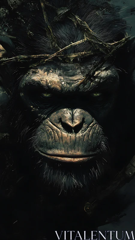 Forest guardian gorilla gazing with ancient, quiet power.